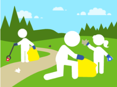 graphic of people picking up litter