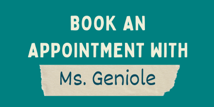 Book an appointment with Ms. Geniole button