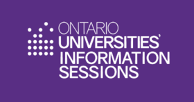 Ontario Universities' Information Sessions, white lettering on a purple background